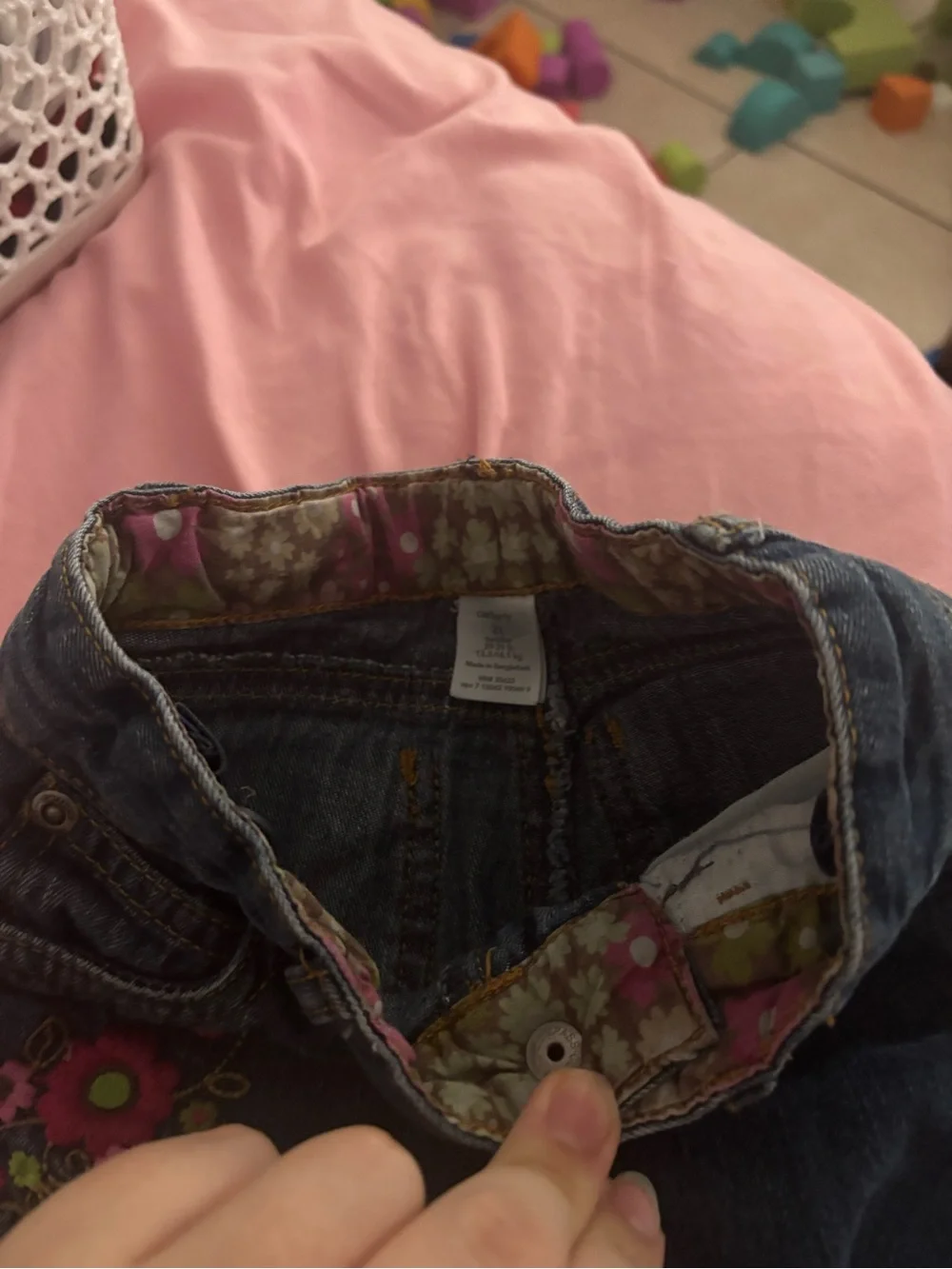Gymboree Dark Blue Flare Jeans with Pink Floral Detail Toddler 2t